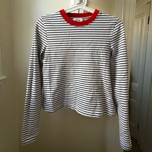 Striped crew neck long sleeve top with a contrast detail by COS
